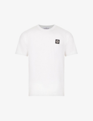 Stone Island Mens White Logo-patch Regular-fit Cotton-jersey T-shirt