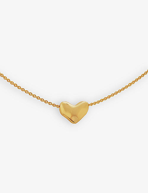 MONICA VINADER: Heart-charm 18ct yellow gold-plated vermeil recycled sterling-silver pendant necklace