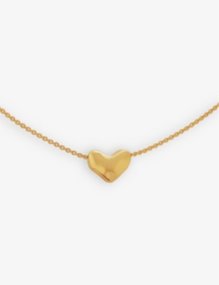 Monica Vinader Womens Gold Heart-charm 18ct Yellow Gold-plated Vermeil Recycled Sterling-silver Pend