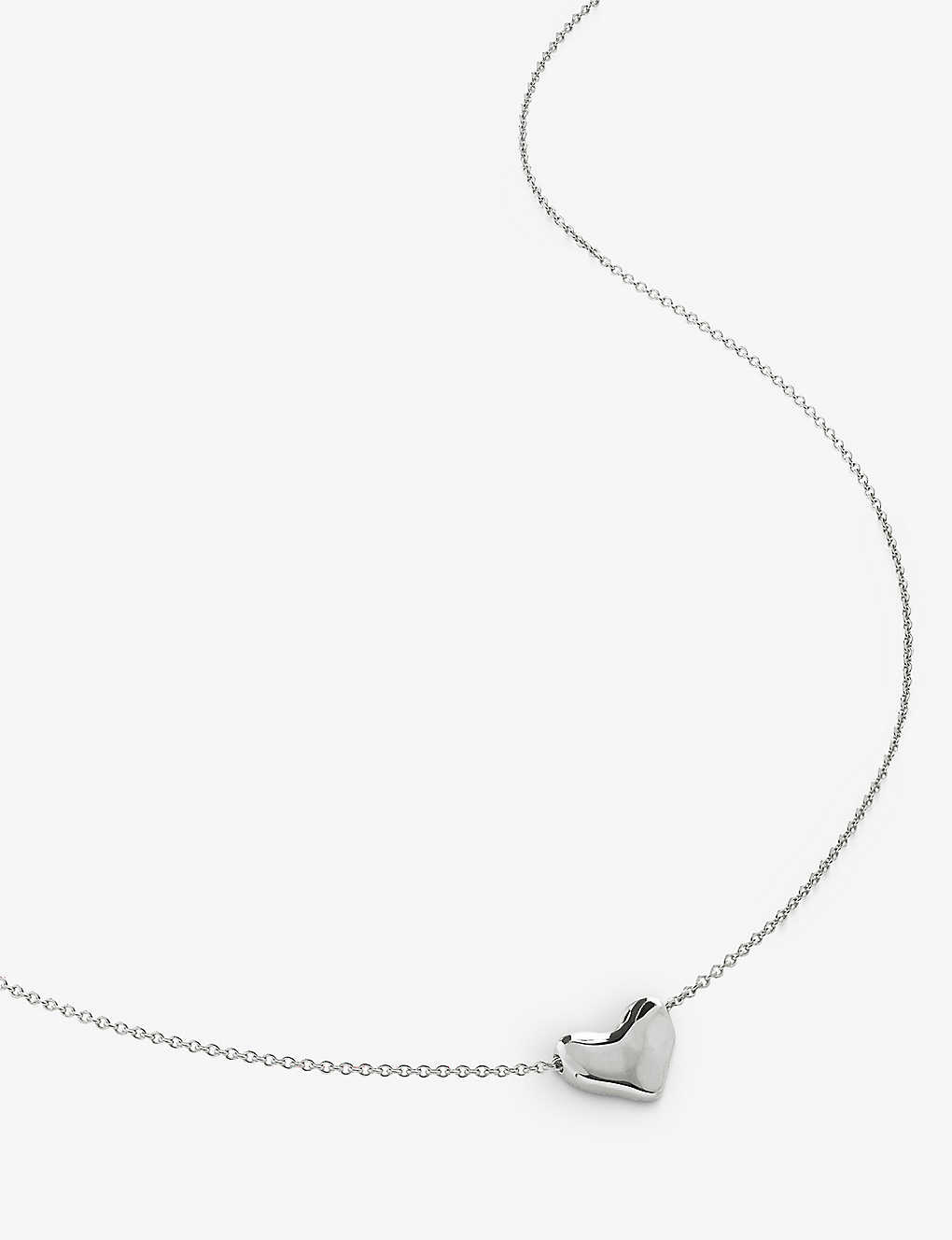 Monica Vinader Womens Silver Heart-charm Sterling-silver Pendant Necklace
