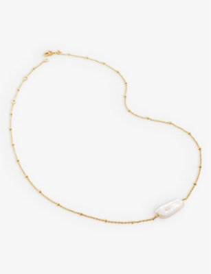 Monica Vinader Womens Gold Biwa-pearl 18ct Yellow Gold-plated Vermeil Recycled Sterling-silver Penda