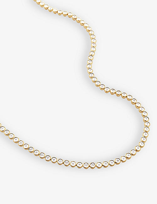 MONICA VINADER: Essential 18ct yellow gold-plated vermeil recycled sterling-silver and 0.28ct diamond tennis necklace