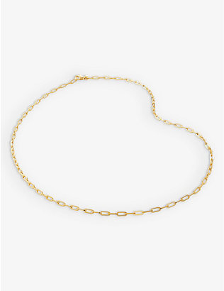 MONICA VINADER: Mini paperclip-chain 18ct yellow gold-plated vermeil recycled sterling-silver necklace
