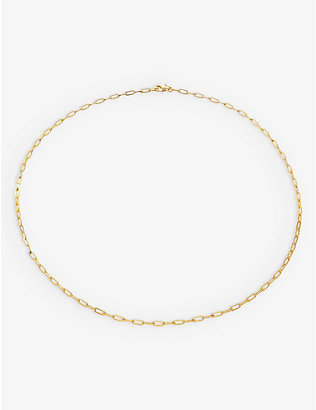 MONICA VINADER: Mini paperclip-chain 18ct yellow gold-plated vermeil recycled sterling-silver choker necklace