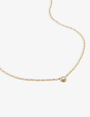 MONICA VINADER: Essential 18ct yellow gold-plated vermeil recycled sterling-silver and 0.08ct diamond pendant necklace