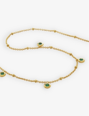 MONICA VINADER: Mini green 18ct yellow gold-plated vermeil sterling-silver and onyx choker necklace