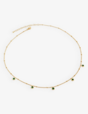 MONICA VINADER: Mini green 18ct yellow gold-plated vermeil recycled sterling-silver and onyx choker necklace