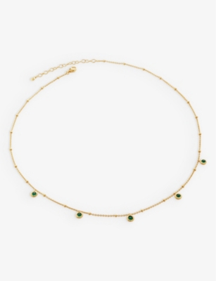 Monica Vinader Womens Gold Mini Green 18ct Yellow Gold-plated Vermeil Recycled Sterling-silver And O