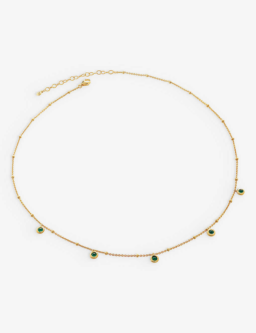 Monica Vinader Womens Gold Mini Green 18ct Yellow Gold-plated Vermeil Recycled Sterling-silver And O