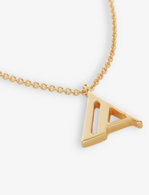 Monica Vinader Womens Gold A Letter-charm 18ct Yellow Gold-plated Vermeil Recycled Sterling-silver P In Gold