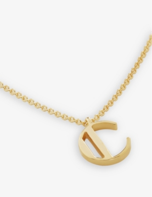 Shop Monica Vinader Womens C Letter-charm 18ct Yellow Gold-plated Vermeil Recycled Sterling-silver Pendant Necklac