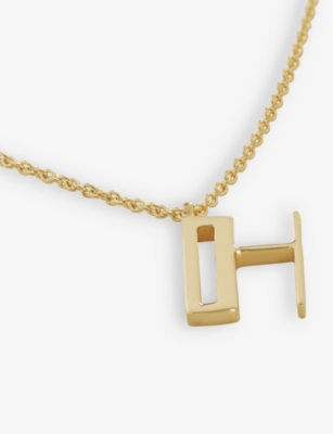 Shop Monica Vinader Womens Gold H Letter-charm 18ct Yellow Gold-plated Vermeil Recycled Sterling-silver P