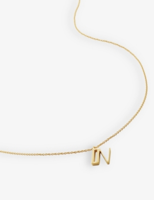 Monica Vinader Womens Gold N Letter-charm 18ct Yellow Gold-plated Vermeil Recycled Sterling-silver P In Gold