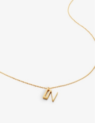 MONICA VINADER: N letter-charm 18ct yellow gold-plated vermeil sterling-silver pendant necklace