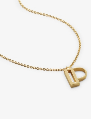 Monica Vinader Womens Gold P Letter-charm 18ct Yellow Gold-plated Vermeil Recycled Sterling-silver P In Gold