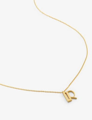 MONICA VINADER: R letter-charm 18ct yellow gold-plated vermeil recycled sterling-silver pendant necklace