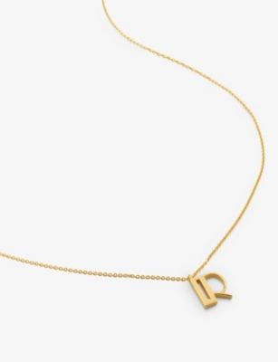 MONICA VINADER: R letter-charm 18ct yellow gold-plated vermeil sterling-silver pendant necklace