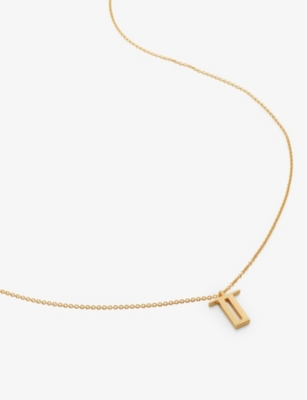 MONICA VINADER: T letter-charm 18ct yellow gold-plated vermeil recycled sterling-silver pendant necklace