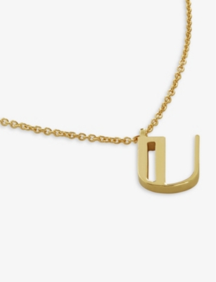 Monica Vinader Womens Gold U Letter-charm Recycled 18ct Yellow Gold-plated Vermeil Sterling-silver P In Gold