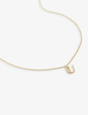 Monica Vinader Womens Gold U Letter-charm Recycled 18ct Yellow Gold-plated Vermeil Sterling-silver P In Gold