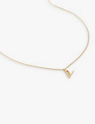 Monica Vinader Womens Gold V Letter-charm Recycled 18ct Yellow Gold-plated Vermeil Sterling-silver P In Gold