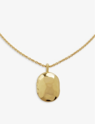 Shop Monica Vinader Womens Gold Id Locket-charm 18ct Gold-plated Vermeil Sterling-silver Necklace