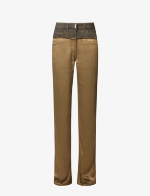 Givenchy Oversized Jeans In Mixed Denim And Viscose In Dark Khaki