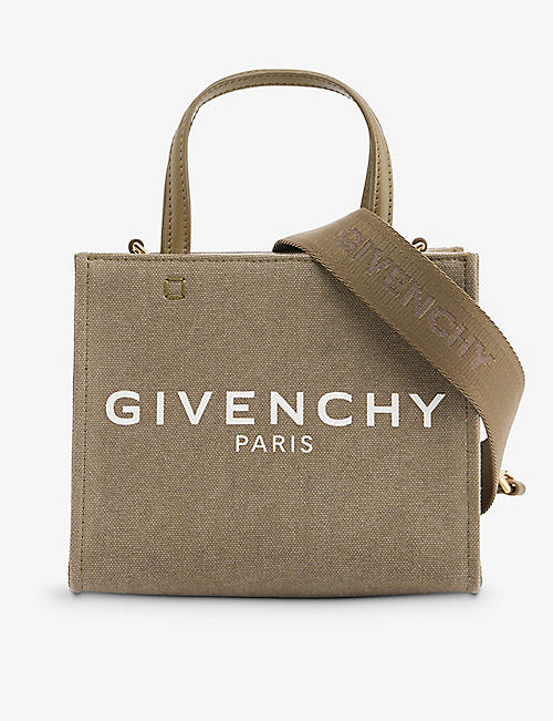 GIVENCHY: Logo-print cotton and linen-blend tote bag