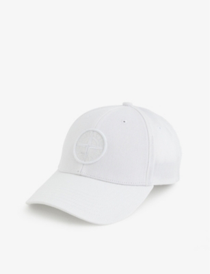 Shop Stone Island Compass-motif Clasp-fastening Cotton Baseball Cap In Ivory