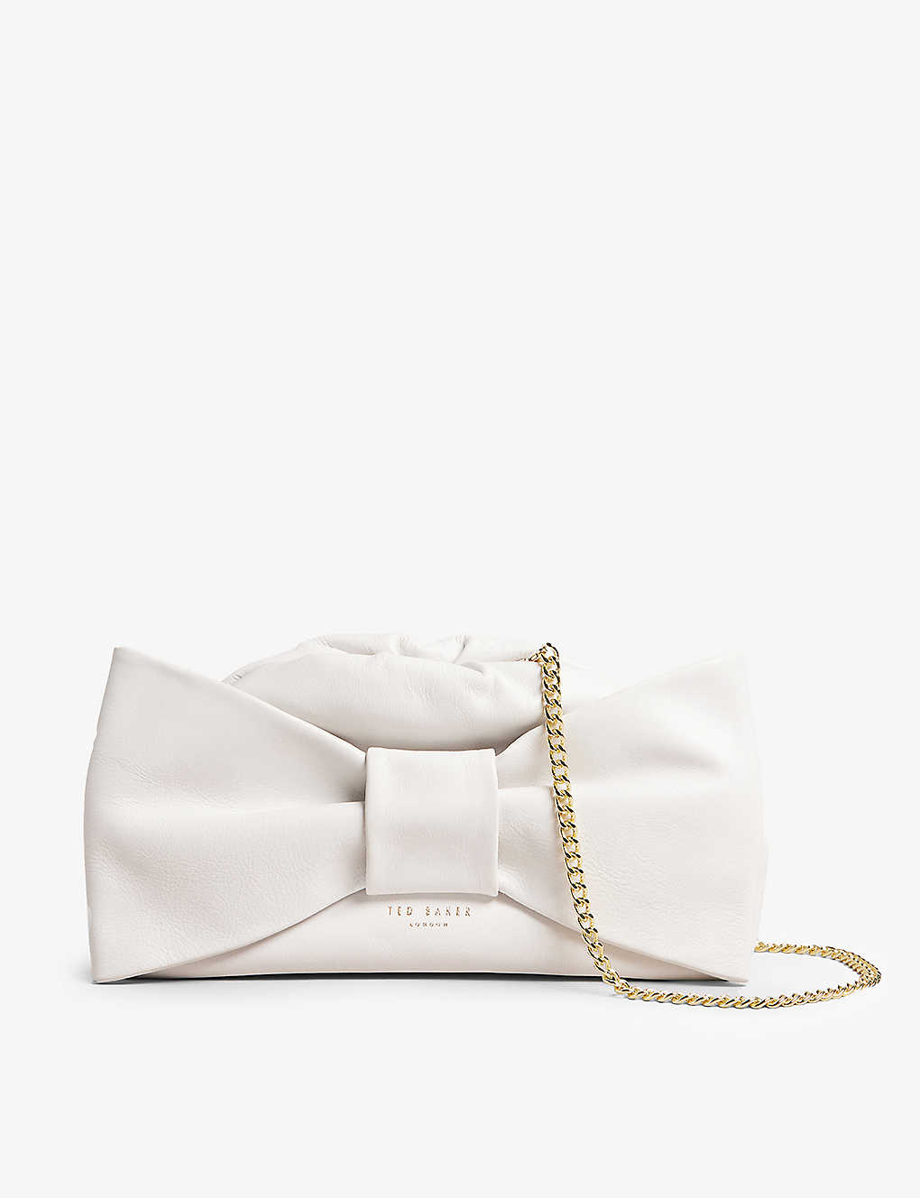 Ted Baker Womens Ecru Niasa Bow-embellished Leather Clutch Bag