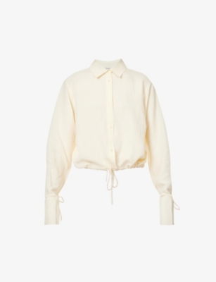 Totême Drawstring Linen Blend Shirt In Vanilla