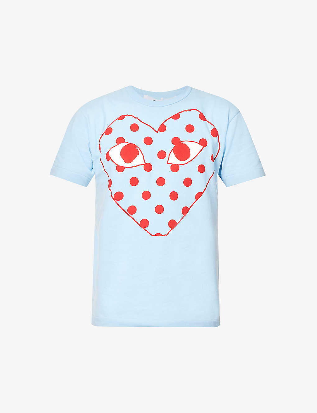 Comme Des Garçons Play Comme Des Garcons Play Mens Blue Big Dotted Heart Graphic-print Cotton-jersey T-shirt