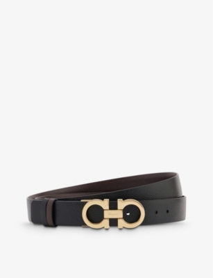 FERRAGAMO Reversible logo-plaque leather belt