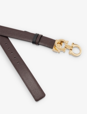 FERRAGAMO Reversible logo-plaque leather belt