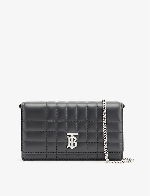 Burberry Womens Black/Palladio Lola Leather Shoulder Bag