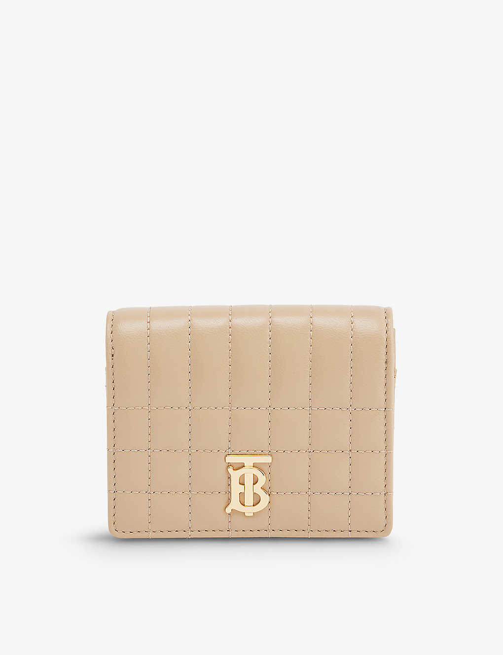 Burberry Womens Oat Beige Lola Monogram-plaque Leather Wallet