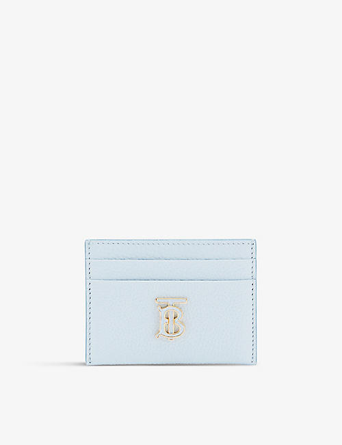 BURBERRY: Logo-plaque grained-leather card holder