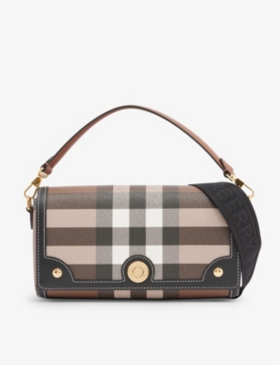 BURBERRY: Note check-print woven cross-body bag