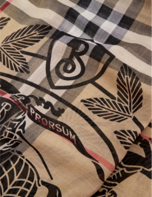 Burberry Monogram Leopard Print Wool & Silk Scarf In Archive Beige