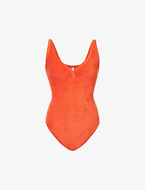 LISA MARIE FERNANDEZ: Maria Maillot V-neck cotton-blend swimsuit