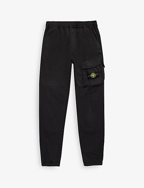STONE ISLAND: Brand-patch cotton-blend cargo trousers 14 years