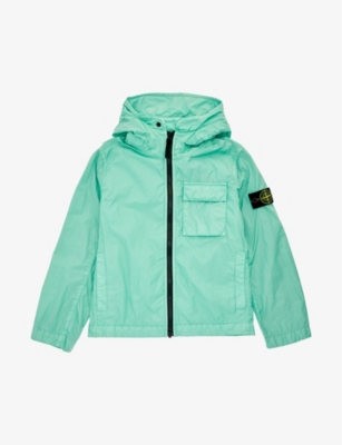 STONE ISLAND: Brand-badge hooded shell jacket 10-12 years