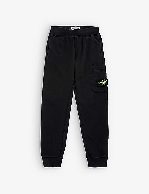STONE ISLAND: Logo-embroidered cotton-jersey jogging bottoms 4-8 years