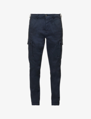 Replay Mens Blue Jaan Hypercargo Tapered-leg Stretch-cotton Blend Trousers