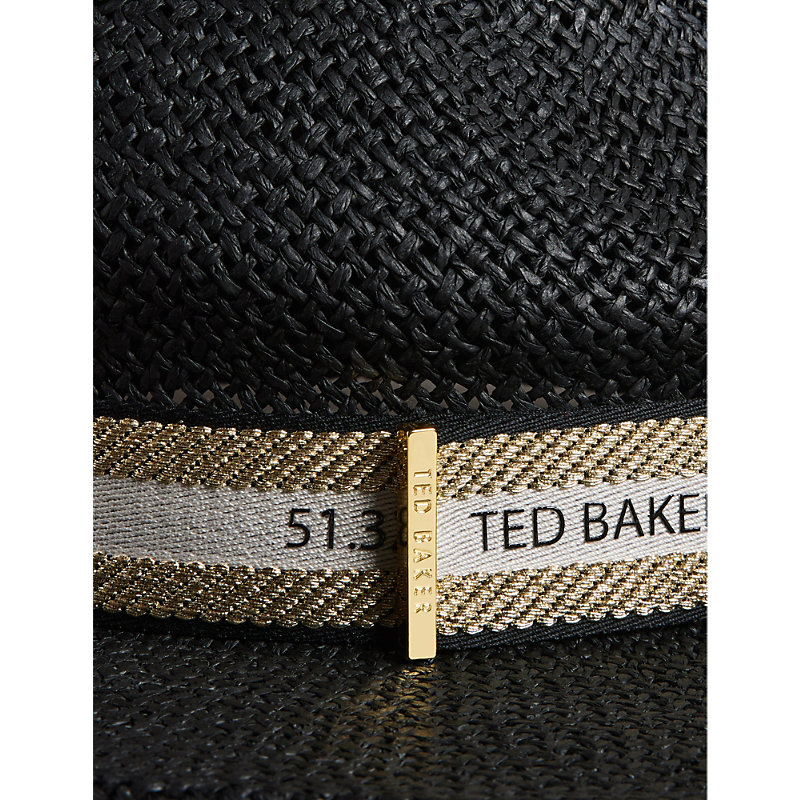 Shop Ted Baker Clairie Stripe-band Straw Fedora In Black