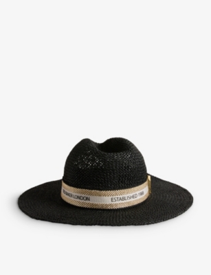 Ted Baker Womens Black Clairie Stripe-band Straw Fedora