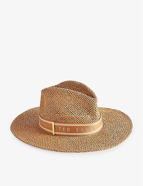 TED BAKER: Clairie stripe-band straw fedora