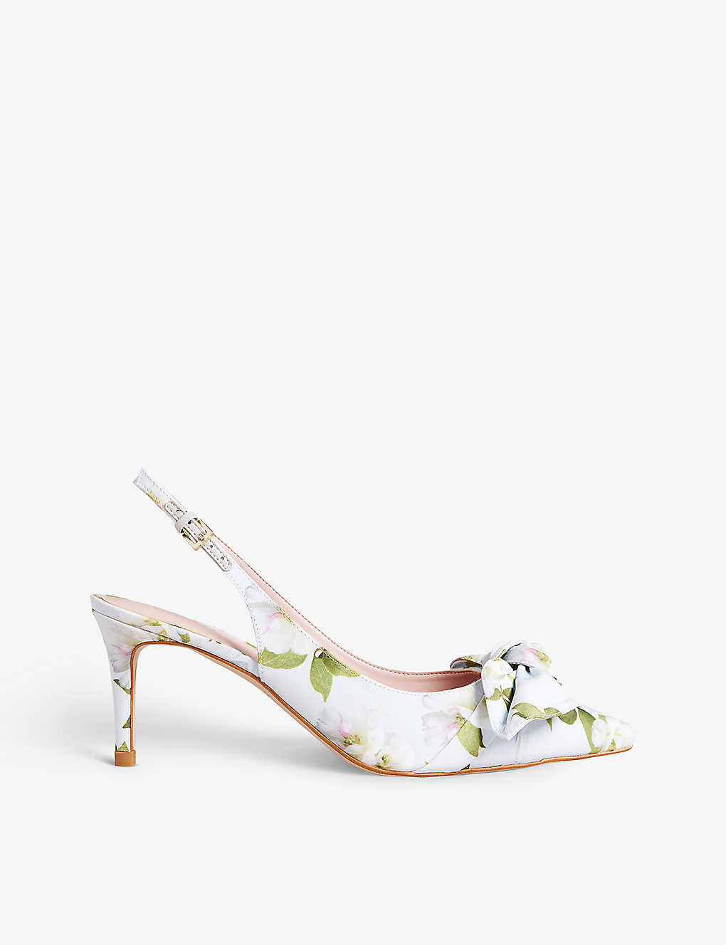 TED BAKER - Nestar art-print bow-front woven heeled court shoes ...