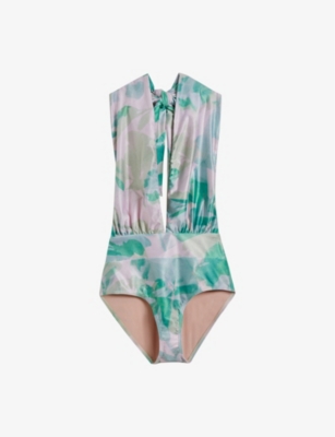 TED BAKER: Milene abstract-print stretch-woven swimsuit