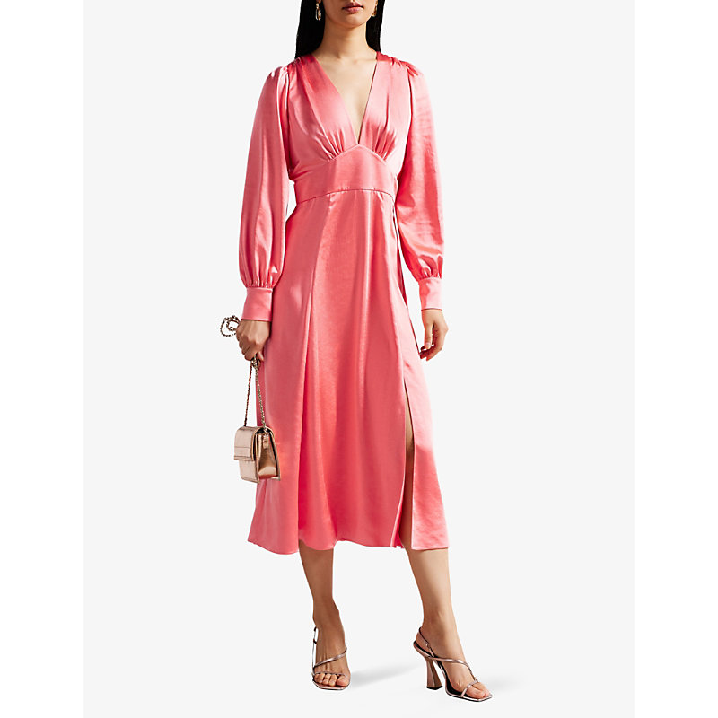 Shop Ted Baker Women's Coral Daniia Blouson-sleeve Satin Midi Dress